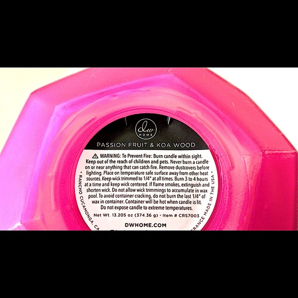 DW HOME CANDLE PASSION FRUIT & KOA WOOD 2 WICK PINK FOG GLASS 13 Oz - Picture 3 of 3